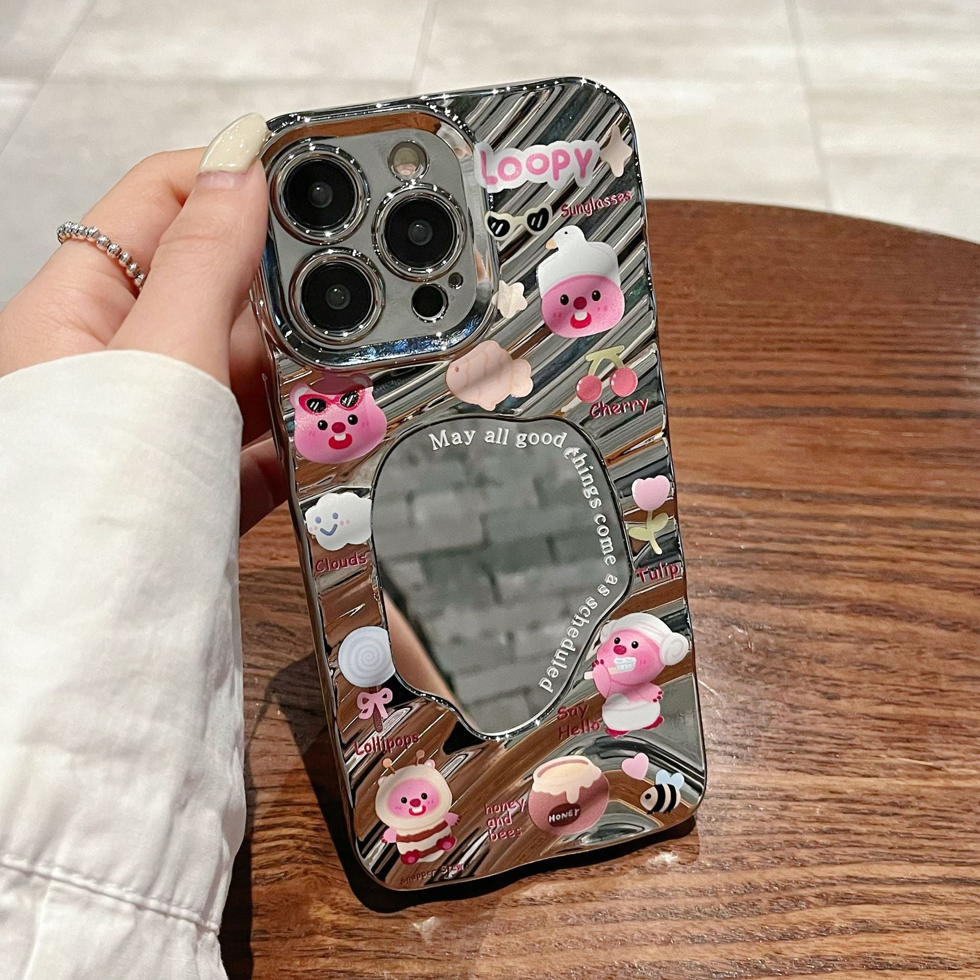 Wave mirror for iphone16 electroplated mobile phone case xr cute beaver apple 13 all-inclusive tpu protective case 7