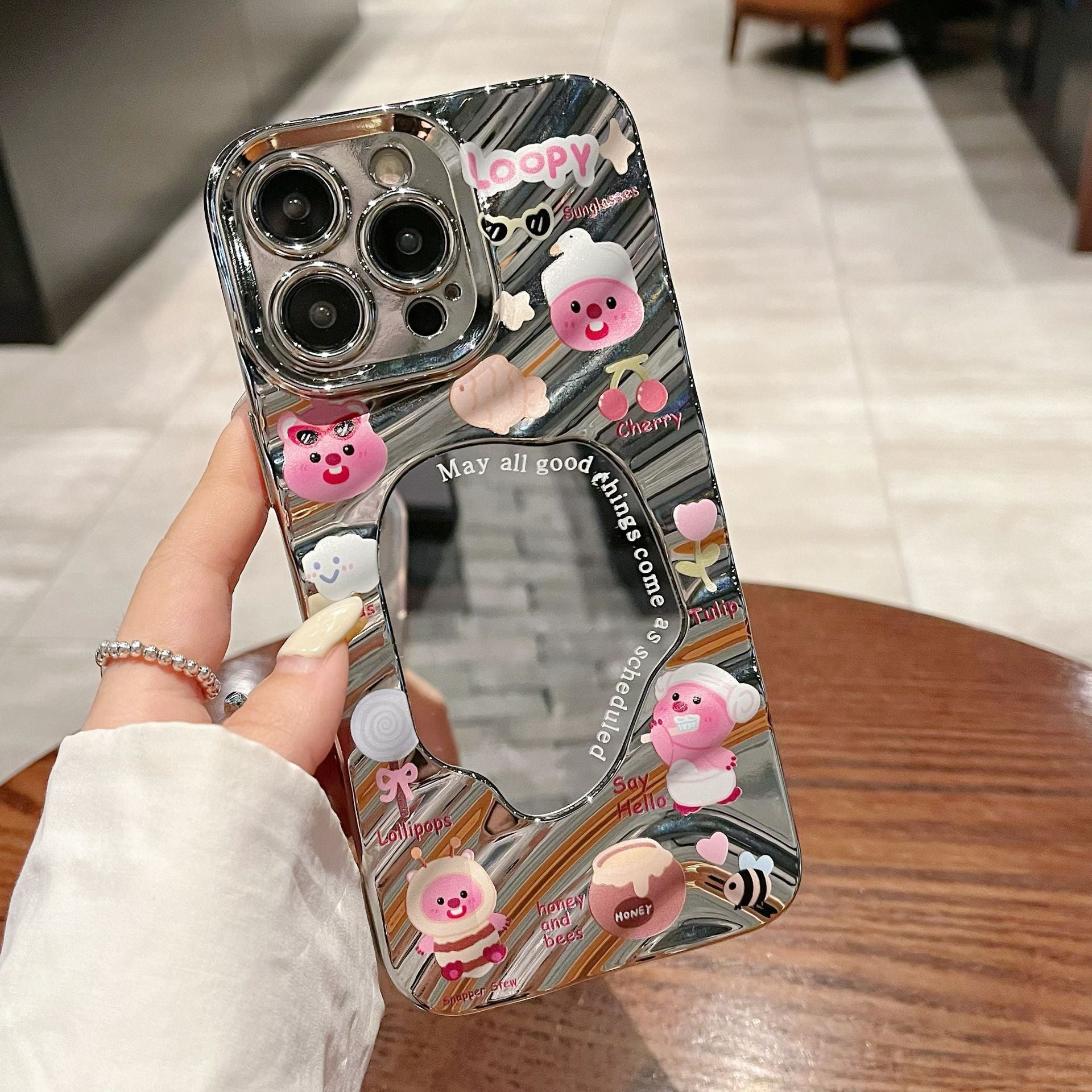Wave mirror for iphone16 electroplated mobile phone case xr cute beaver apple 13 all-inclusive tpu protective case 7