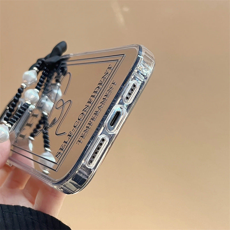 Stylish high-end Apple 16Promax niche mobile phone case iphone15 mobile phone chain 12 three-in-one mirror case iphone14Pro mobile phone case wholesale