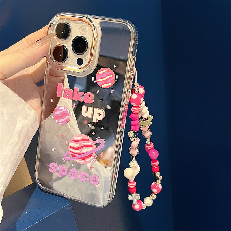 Specially designed for iPhone mobile phone case protective case iphone16Promax bracelet iphone15 three-in-one mirror iphone14Pro design wholesale