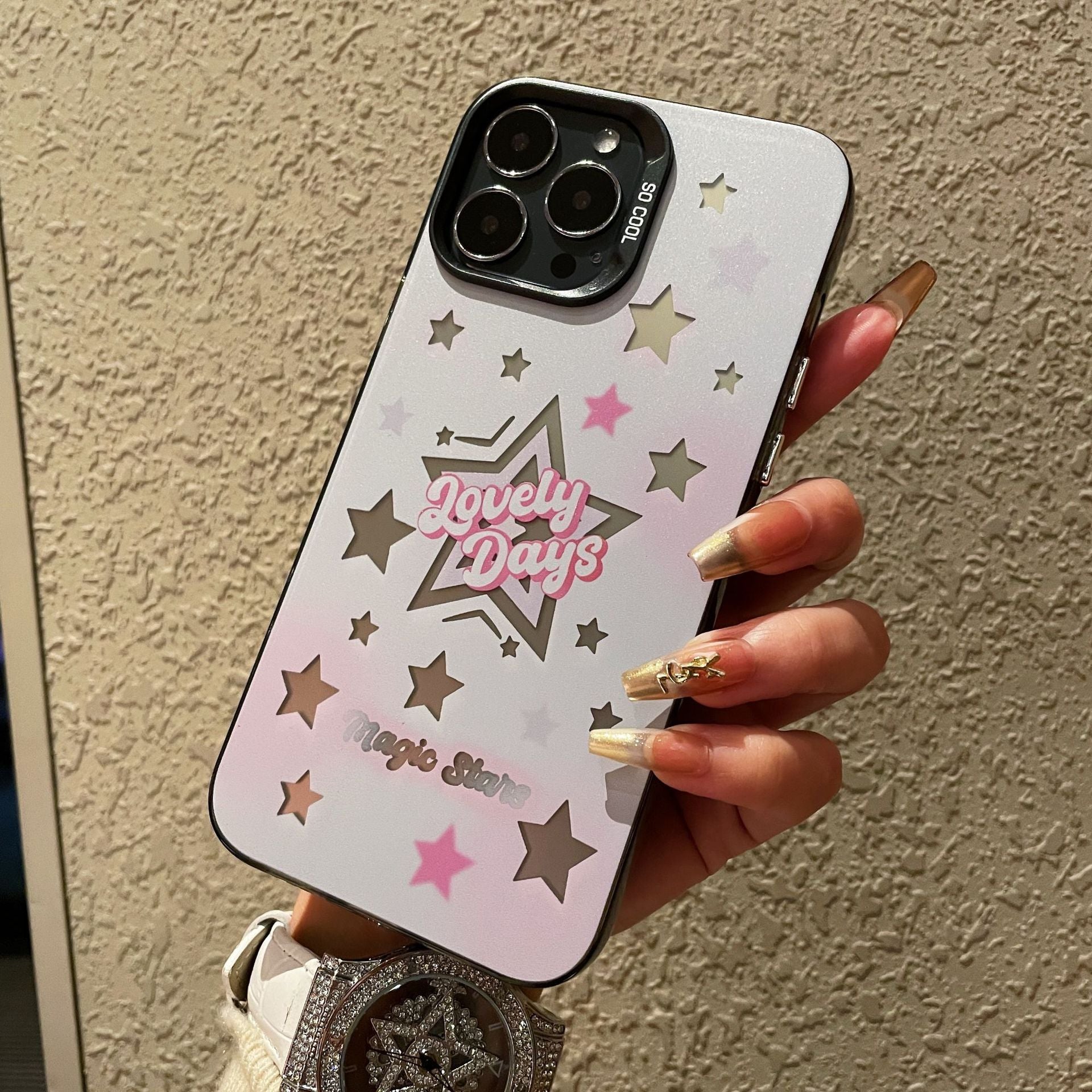 Business case for Apple 15PROMAX cartoon hard case IMD color silver anti-drop iPhone 13 mobile phone case iPhone 16