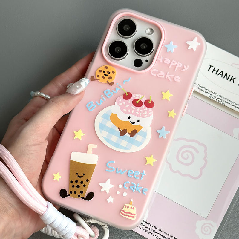 Comfort Apple 16 mobile phone case iPhone14promax skin feeling jelly iPhone15pro for 12 cartoons 11 hand straps