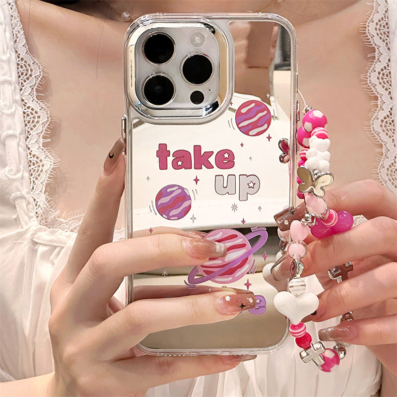 Specially designed for iPhone mobile phone case protective case iphone16Promax bracelet iphone15 three-in-one mirror iphone14Pro design wholesale
