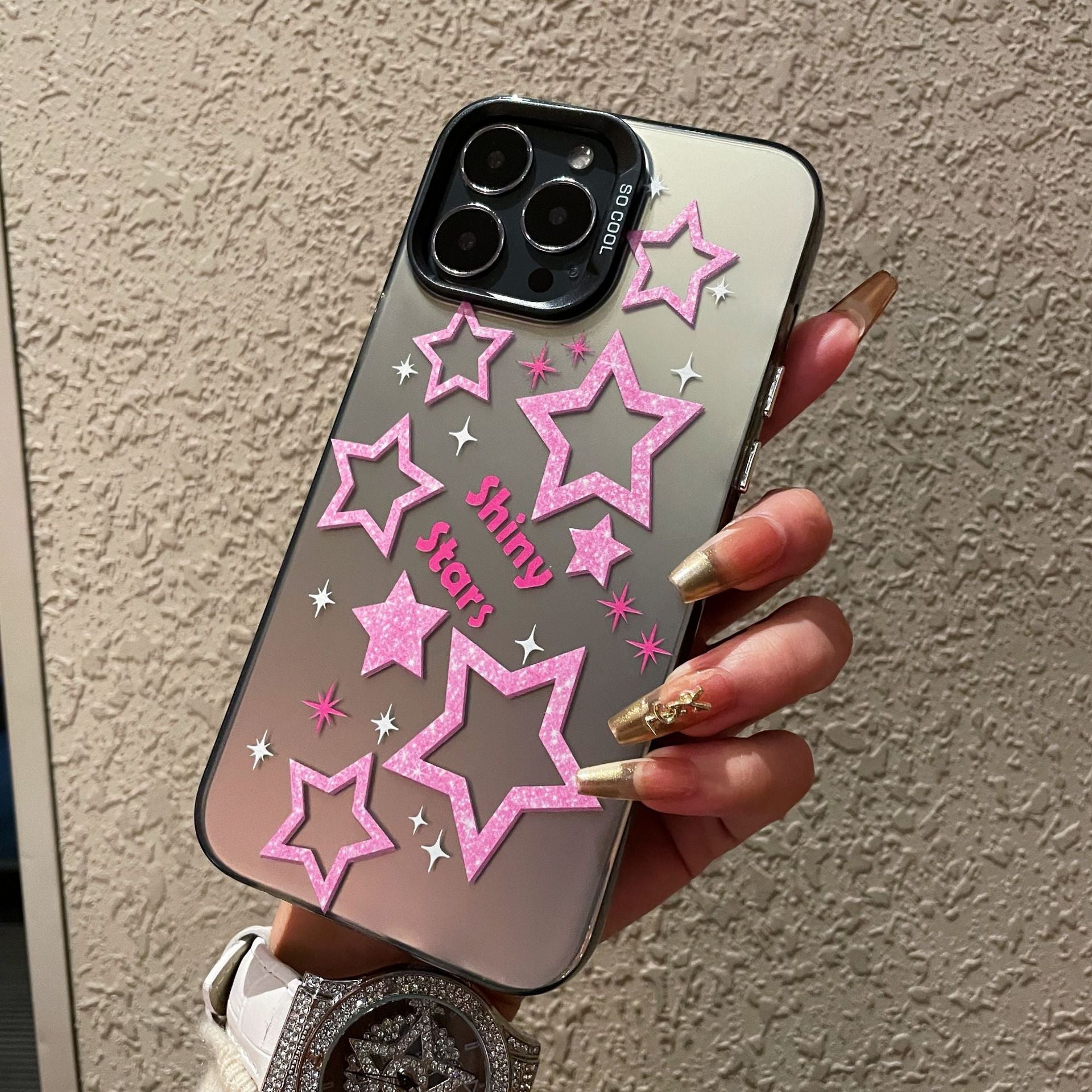 Business case for Apple 15PROMAX cartoon hard case IMD color silver anti-drop iPhone 13 mobile phone case iPhone 16