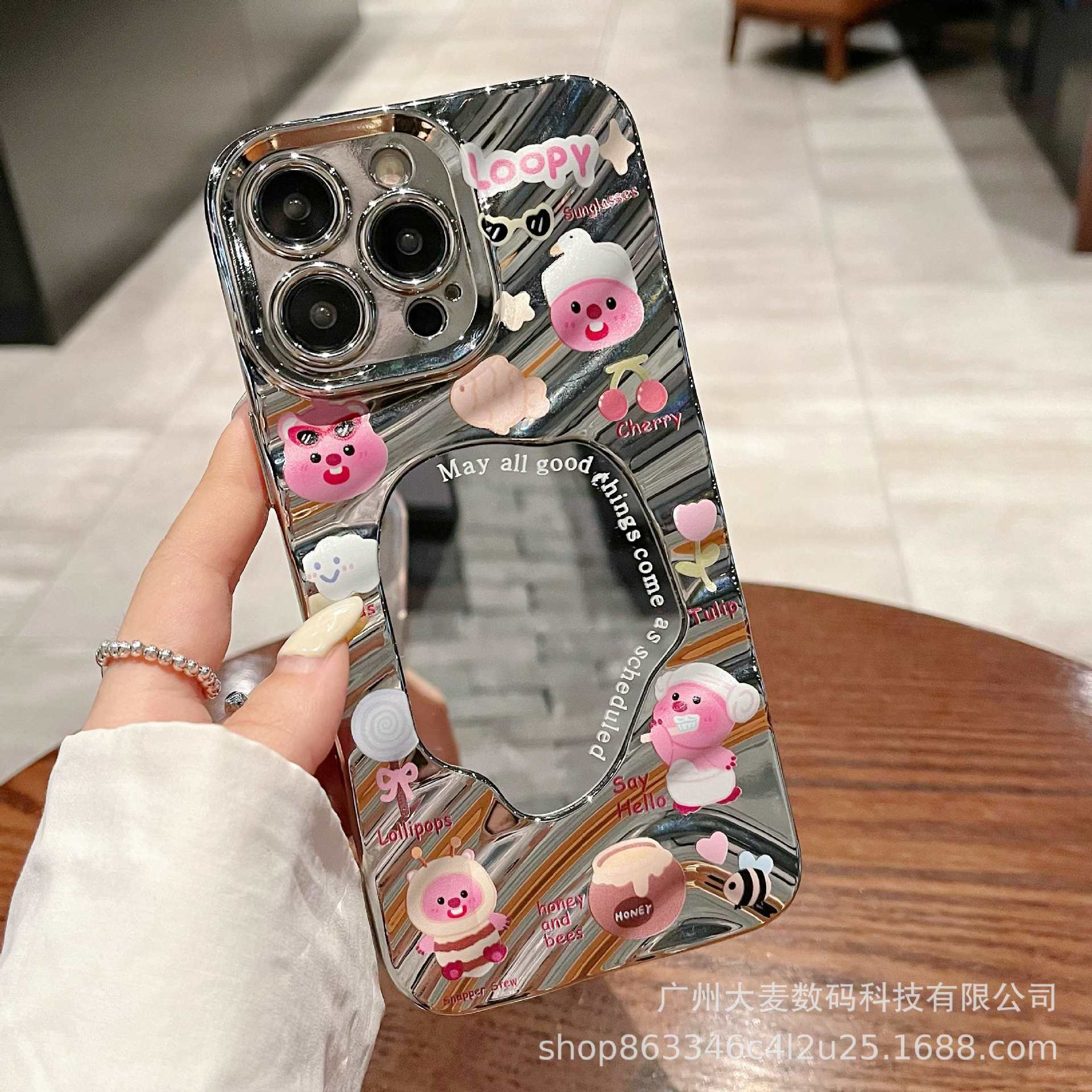 Wave mirror for iphone16 electroplated mobile phone case xr cute beaver apple 13 all-inclusive tpu protective case 7
