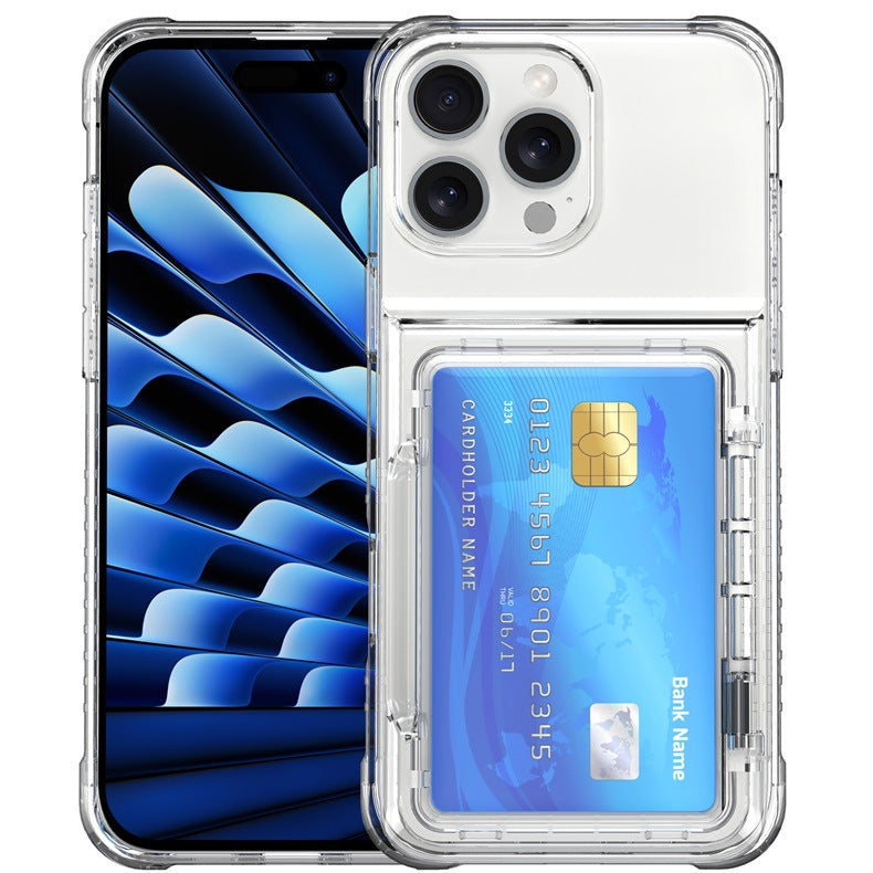 Applicable to Apple 16 transparent mobile phone case 13ProMax set, beer flip card iPhone14 premium protective case 5