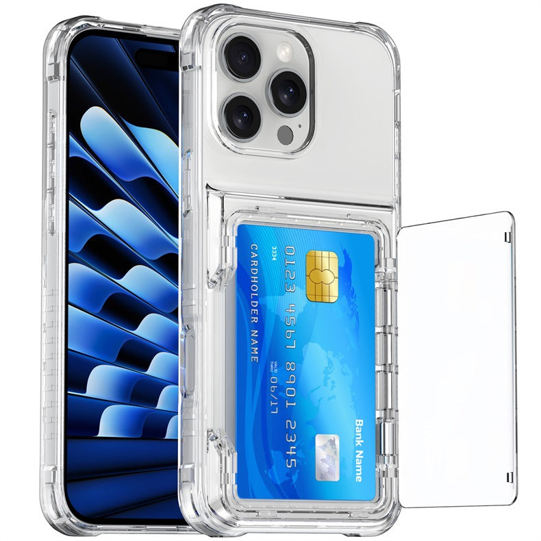 Applicable to Apple 16 transparent mobile phone case 13ProMax set, beer flip card iPhone14 premium protective case 5