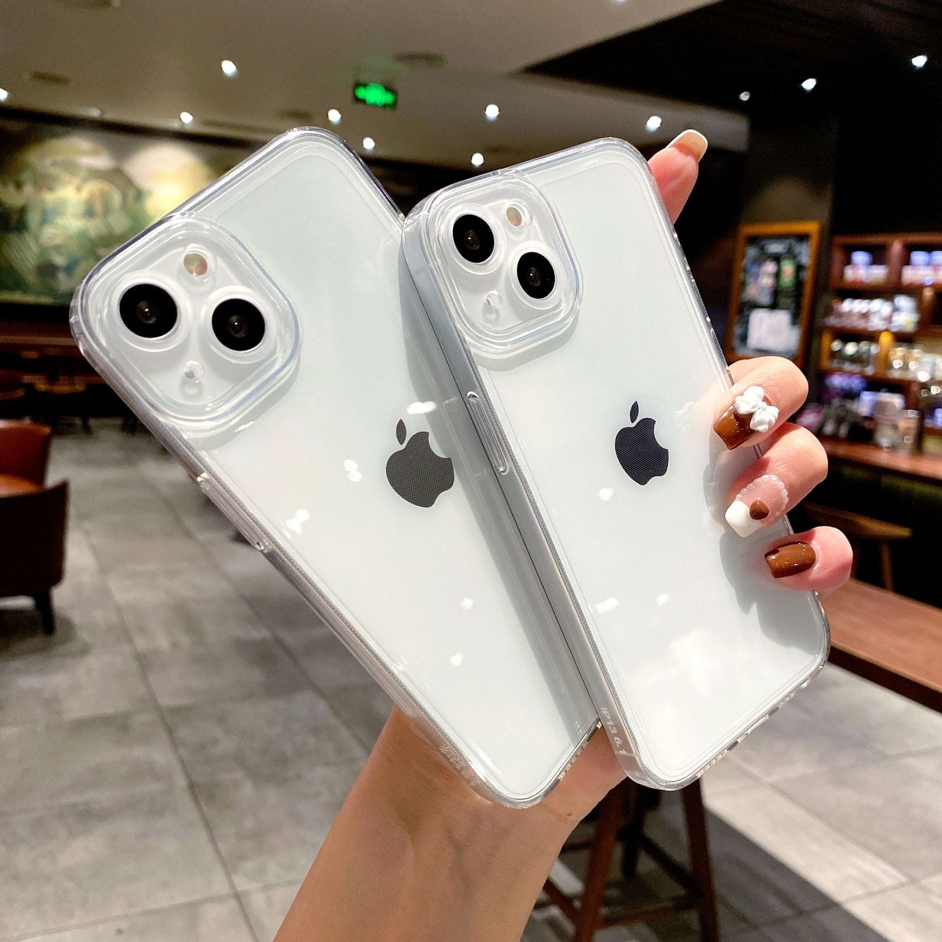 Transparent straight edge suitable for Apple 15ProMax mobile phone case TPU soft iphone11 all-inclusive simple 16 protective case
