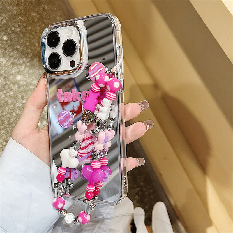 Specially designed for iPhone mobile phone case protective case iphone16Promax bracelet iphone15 three-in-one mirror iphone14Pro design wholesale