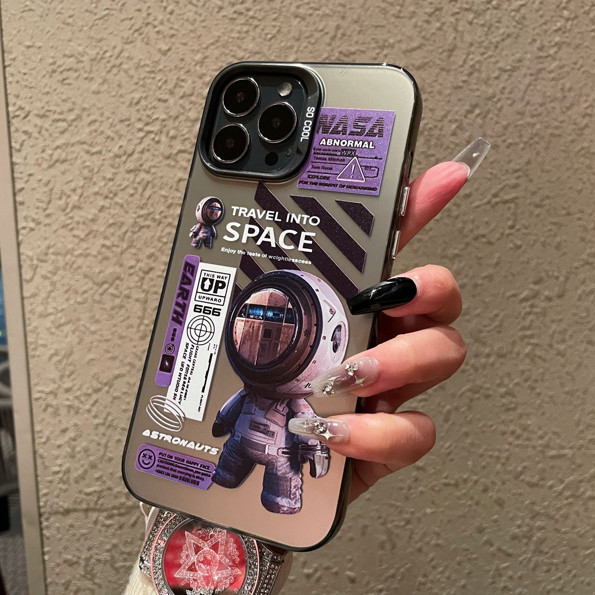 Business case for Apple 15PROMAX cartoon hard case IMD color silver anti-drop iPhone 13 mobile phone case iPhone 16