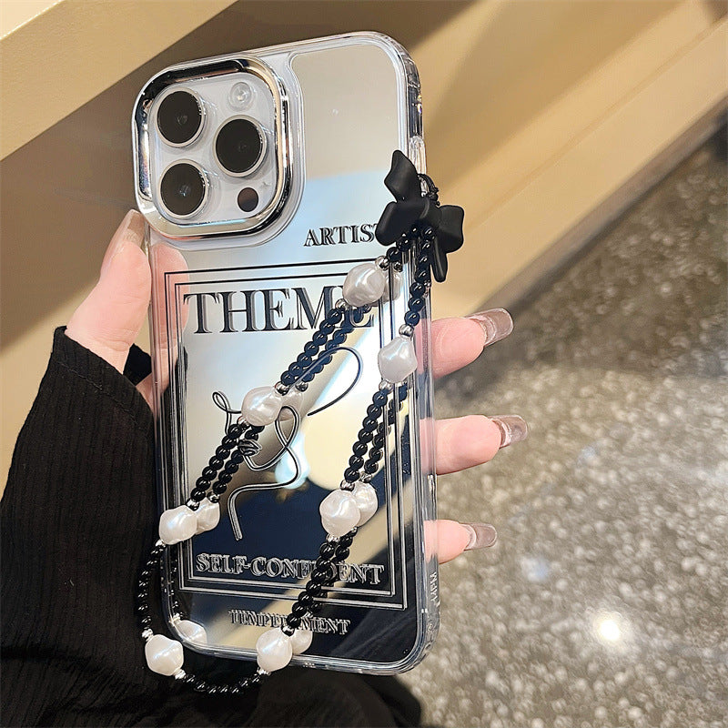 Stylish high-end Apple 16Promax niche mobile phone case iphone15 mobile phone chain 12 three-in-one mirror case iphone14Pro mobile phone case wholesale