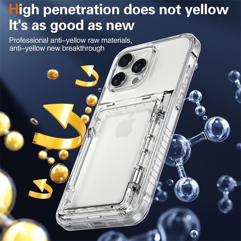 Applicable to Apple 16 transparent mobile phone case 13ProMax set, beer flip card iPhone14 premium protective case 5