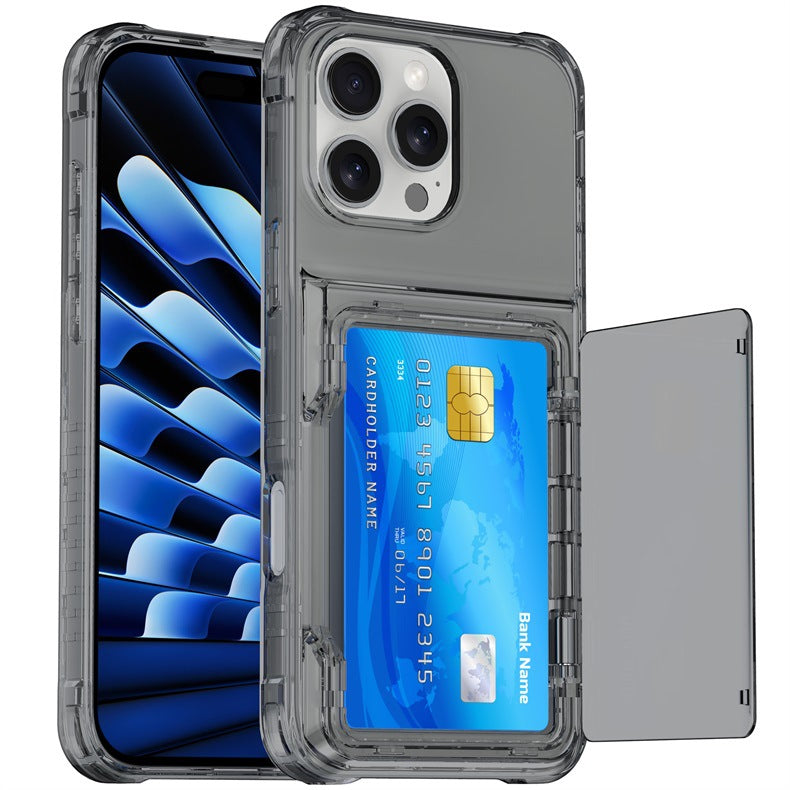Applicable to Apple 16 transparent mobile phone case 13ProMax set, beer flip card iPhone14 premium protective case 5