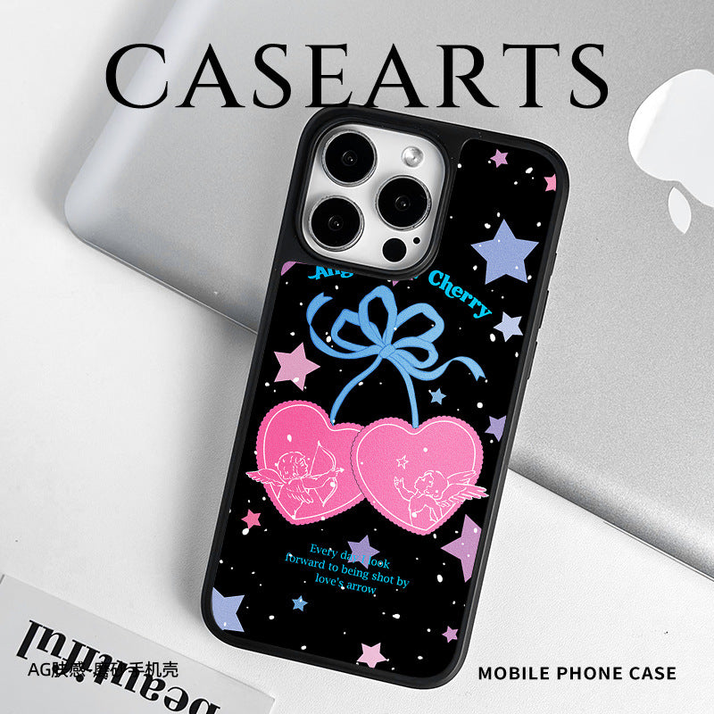 Applicable to iPhone16 mobile phone case Magnetic suction AG matte carbon fiber pattern iPhone15iPhone14Pro Applicable to iPhone13 Cherry iPhone12 Women
