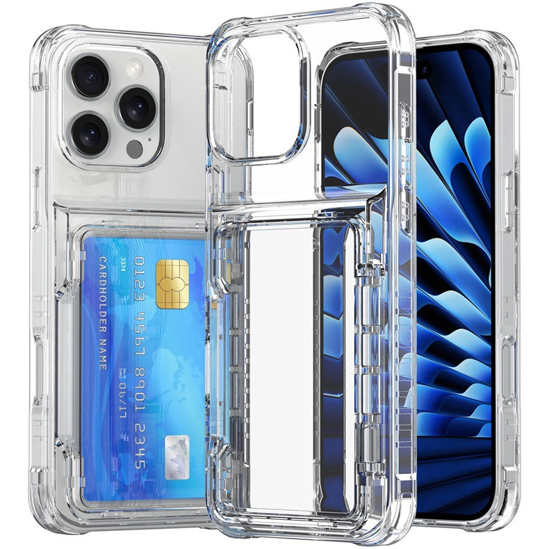 Applicable to Apple 16 transparent mobile phone case 13ProMax set, beer flip card iPhone14 premium protective case 5