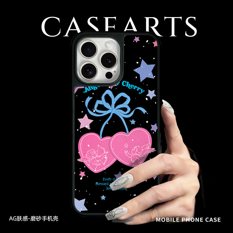 Applicable to iPhone16 mobile phone case Magnetic suction AG matte carbon fiber pattern iPhone15iPhone14Pro Applicable to iPhone13 Cherry iPhone12 Women