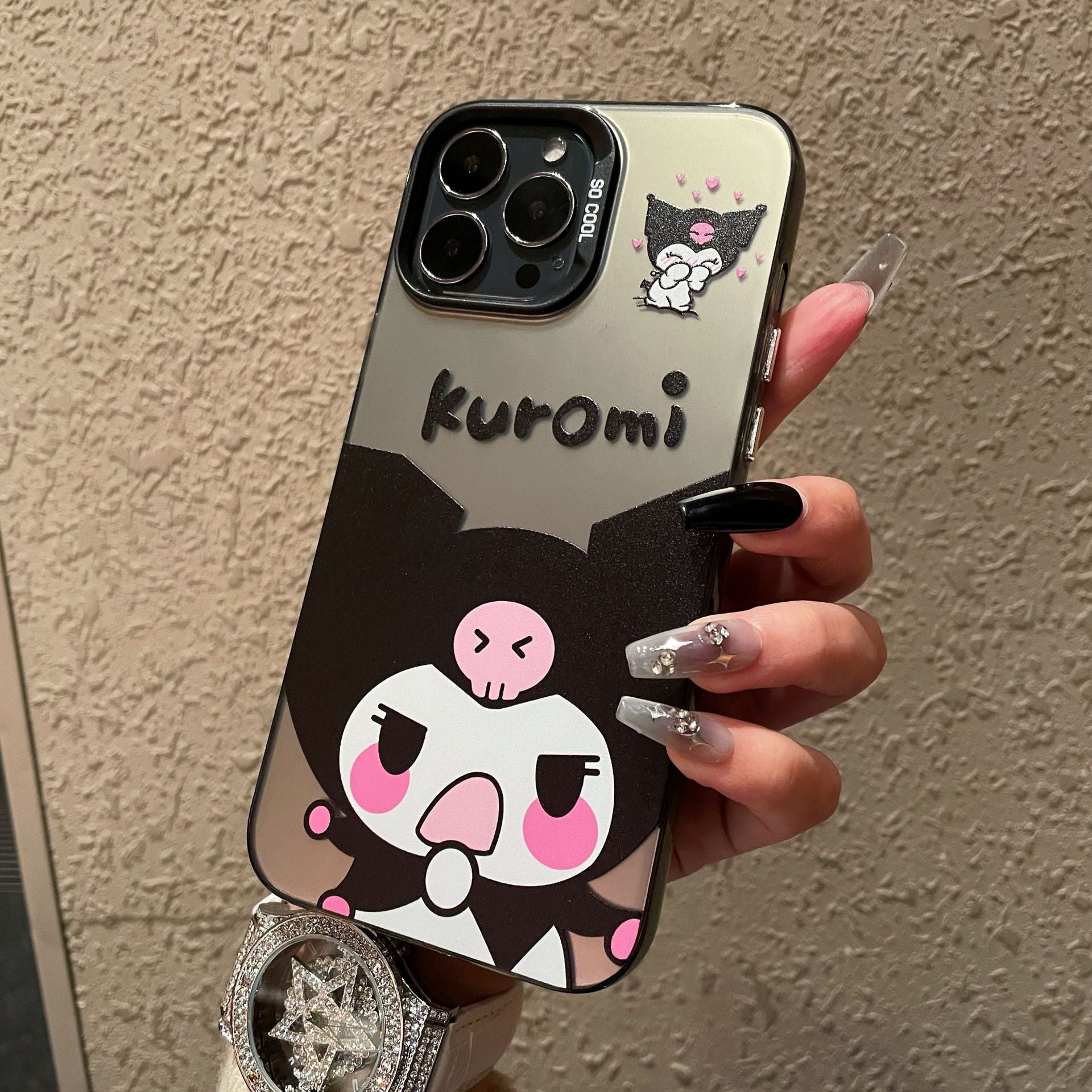 Business case for Apple 15PROMAX cartoon hard case IMD color silver anti-drop iPhone 13 mobile phone case iPhone 16