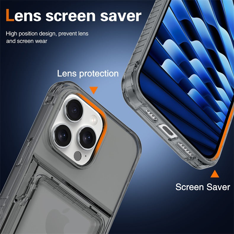 Applicable to Apple 16 transparent mobile phone case 13ProMax set, beer flip card iPhone14 premium protective case 5