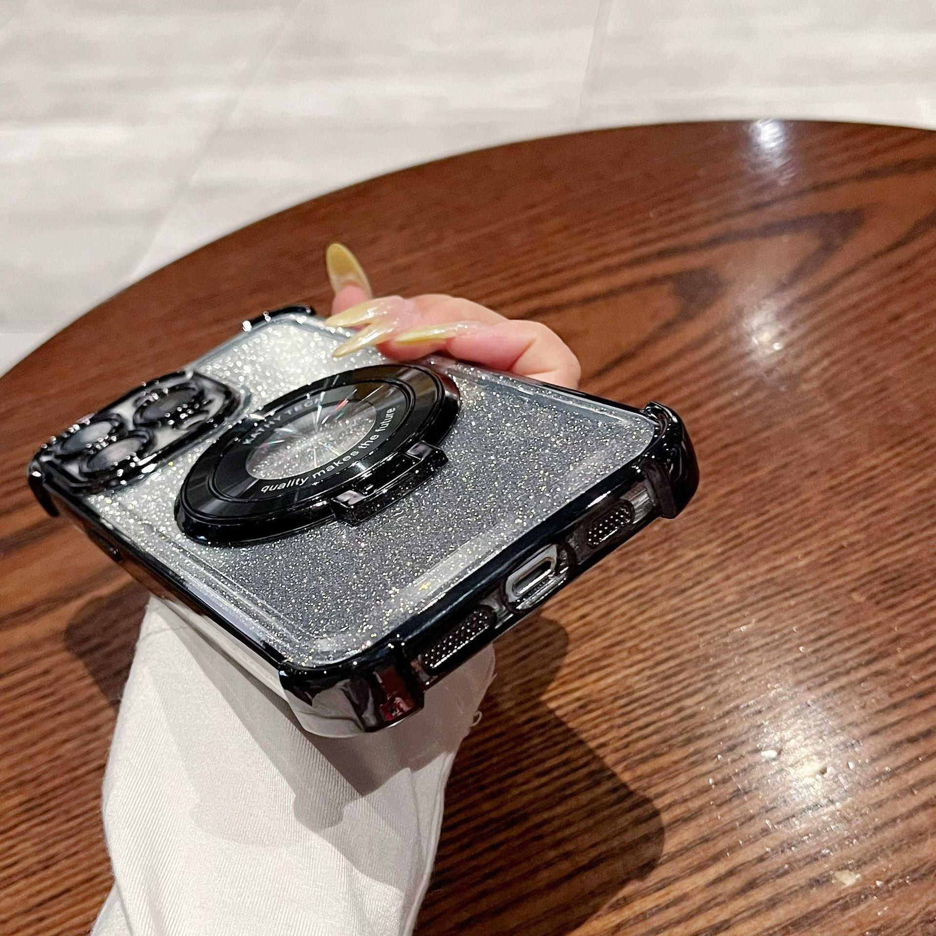 iPhone16 electroplated four-corner anti-drop mobile phone case magnetic suction bracket is suitable for Apple 15 gradual change glitter protective cover 13