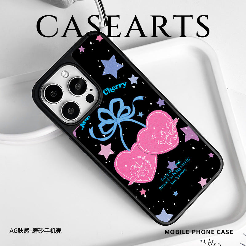 Applicable to iPhone16 mobile phone case Magnetic suction AG matte carbon fiber pattern iPhone15iPhone14Pro Applicable to iPhone13 Cherry iPhone12 Women