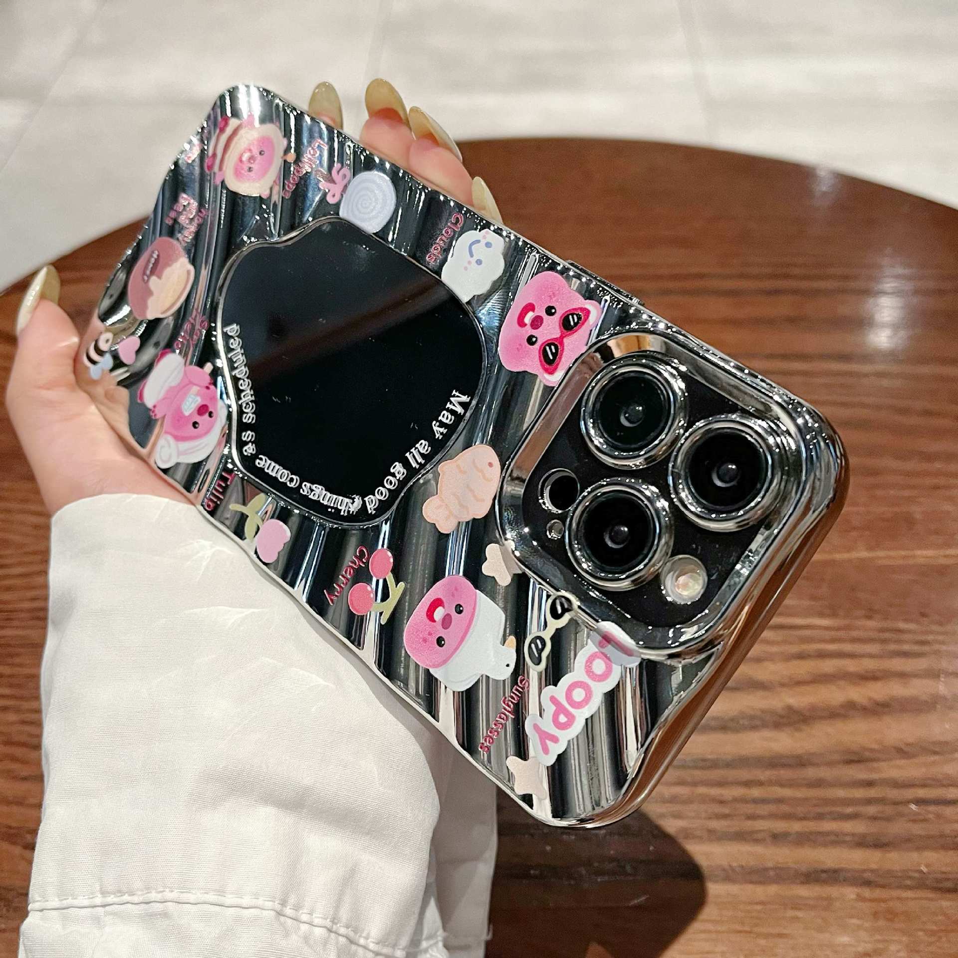 Wave mirror for iphone16 electroplated mobile phone case xr cute beaver apple 13 all-inclusive tpu protective case 7