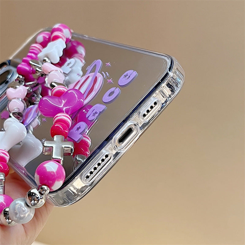 Specially designed for iPhone mobile phone case protective case iphone16Promax bracelet iphone15 three-in-one mirror iphone14Pro design wholesale