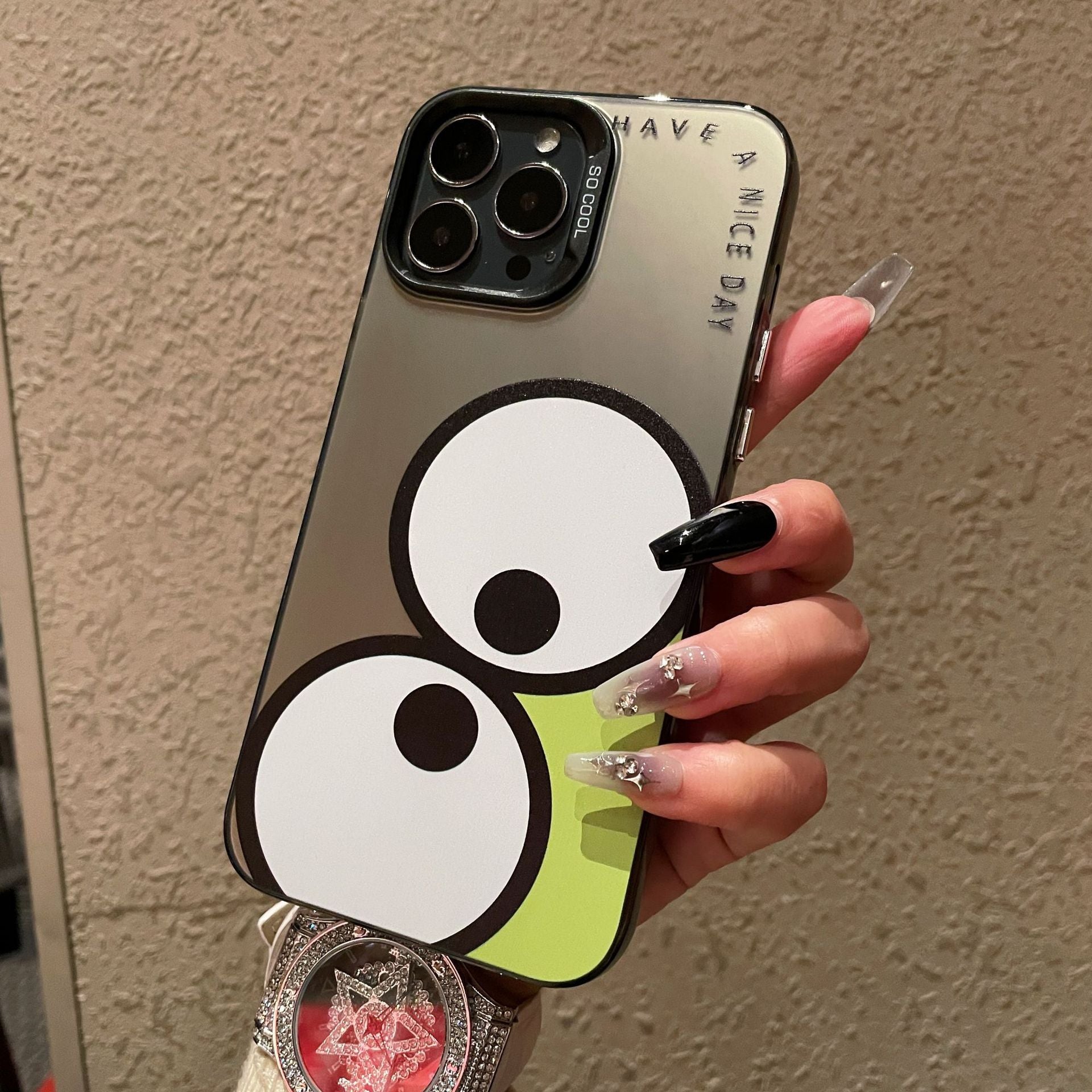 Business case for Apple 15PROMAX cartoon hard case IMD color silver anti-drop iPhone 13 mobile phone case iPhone 16