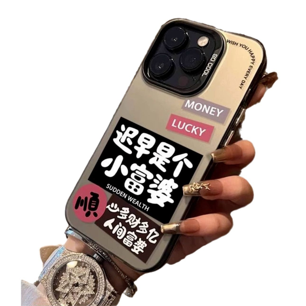Business case for Apple 15PROMAX cartoon hard case IMD color silver anti-drop iPhone 13 mobile phone case iPhone 16
