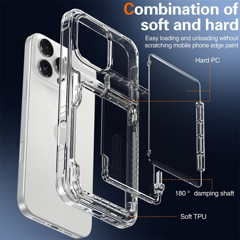 Applicable to Apple 16 transparent mobile phone case 13ProMax set, beer flip card iPhone14 premium protective case 5