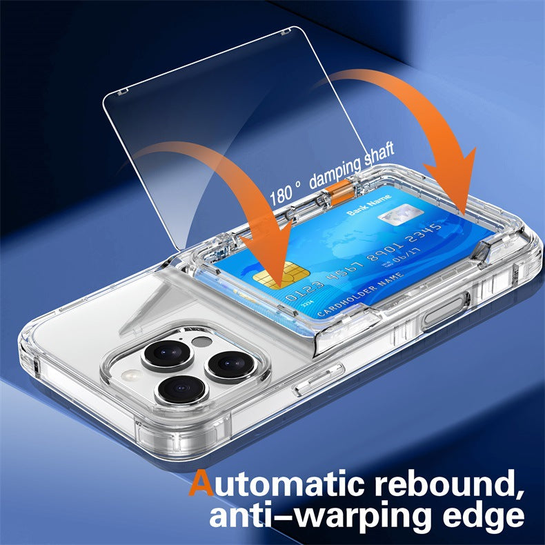Applicable to Apple 16 transparent mobile phone case 13ProMax set, beer flip card iPhone14 premium protective case 5