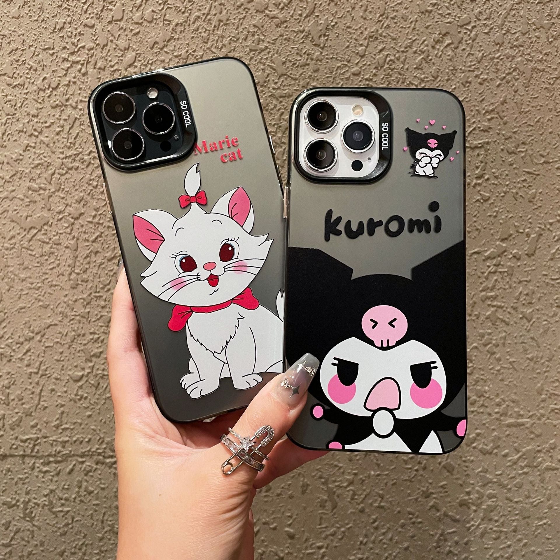 Business case for Apple 15PROMAX cartoon hard case IMD color silver anti-drop iPhone 13 mobile phone case iPhone 16