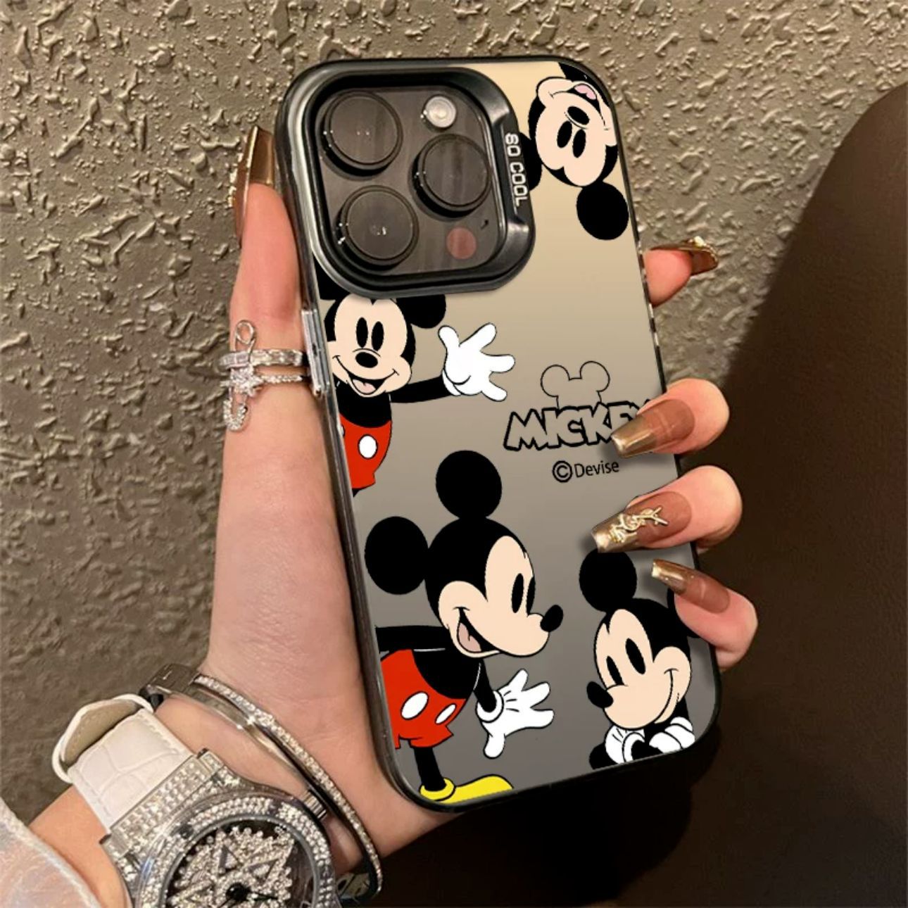Business case for Apple 15PROMAX cartoon hard case IMD color silver anti-drop iPhone 13 mobile phone case iPhone 16