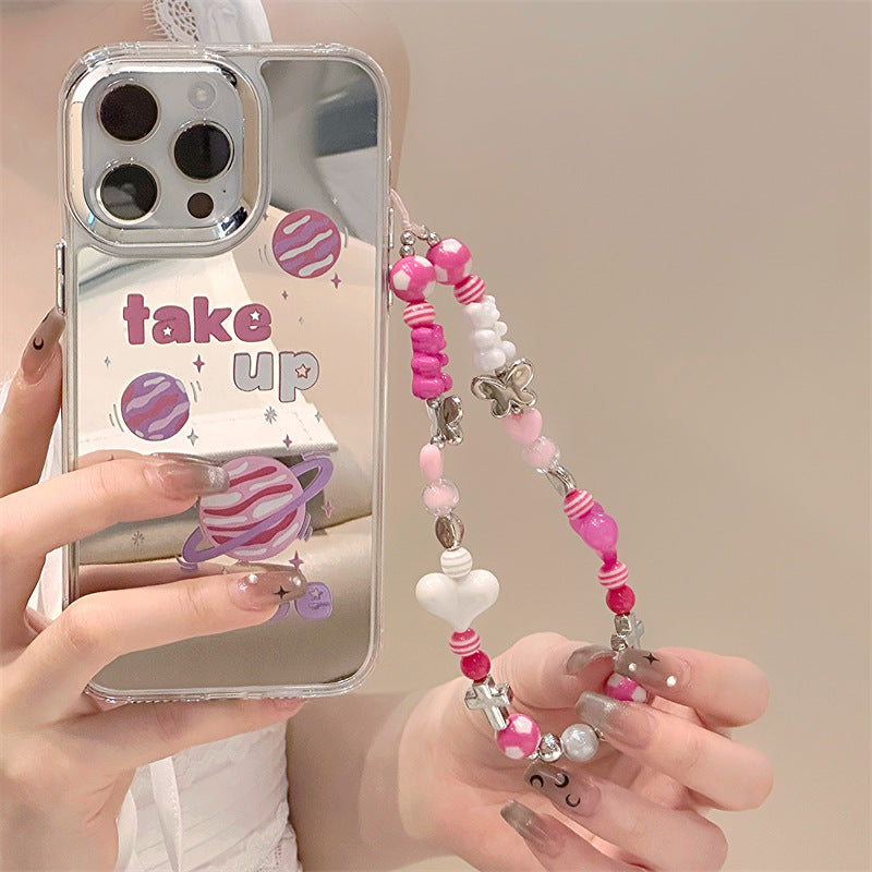 Specially designed for iPhone mobile phone case protective case iphone16Promax bracelet iphone15 three-in-one mirror iphone14Pro design wholesale