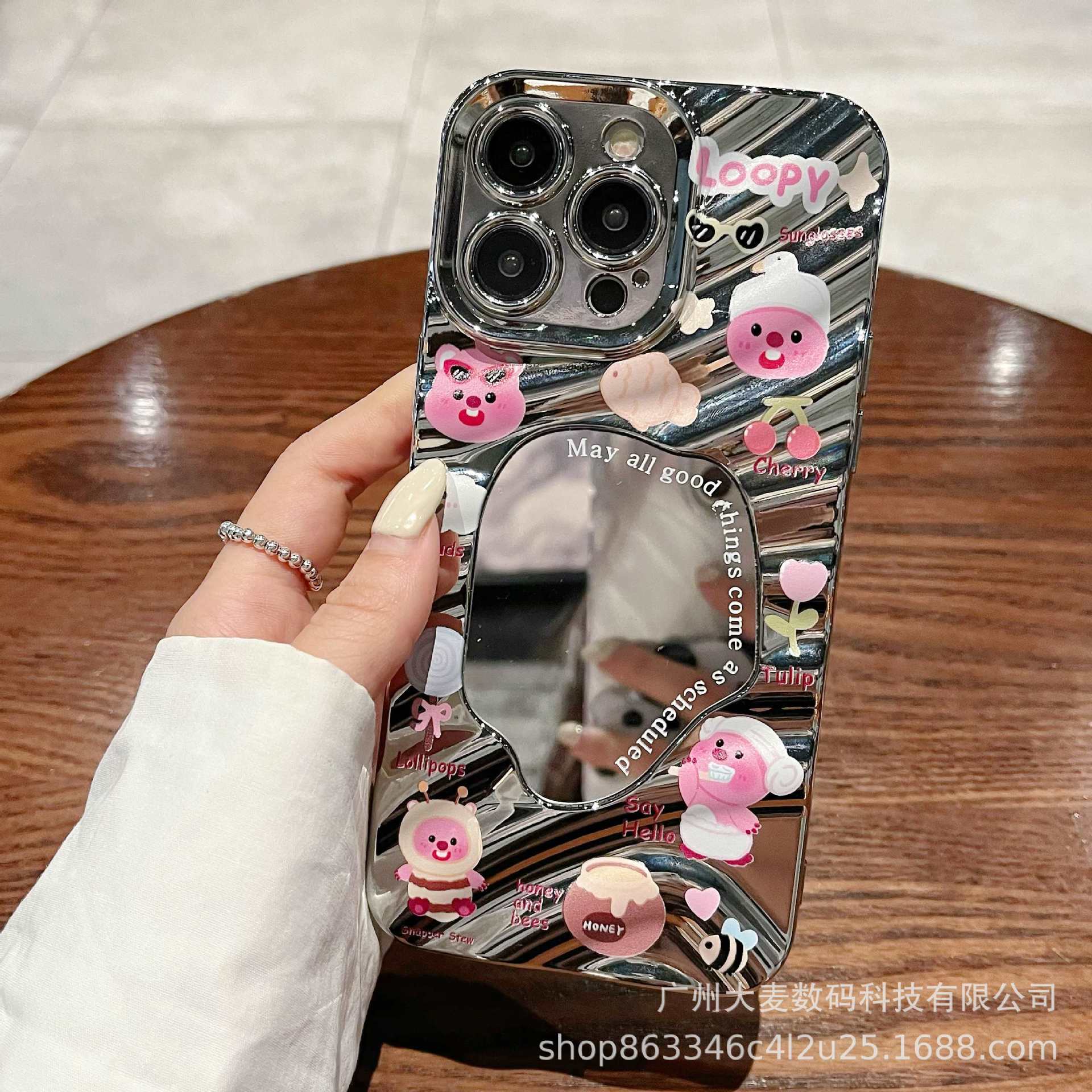 Wave mirror for iphone16 electroplated mobile phone case xr cute beaver apple 13 all-inclusive tpu protective case 7