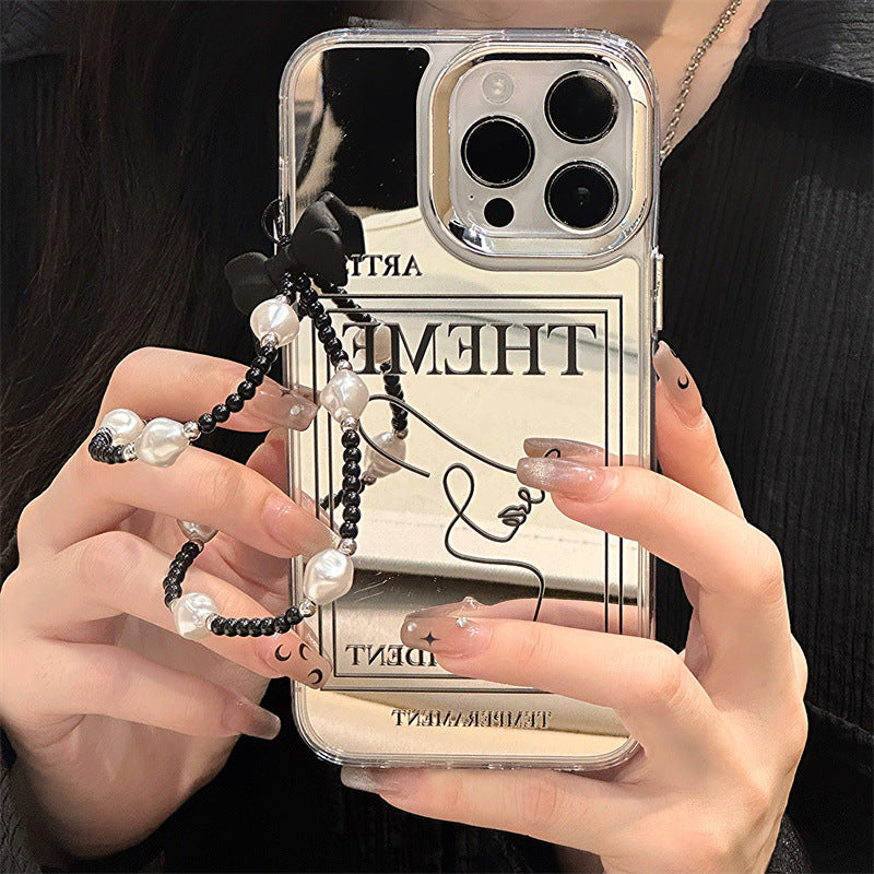 Stylish high-end Apple 16Promax niche mobile phone case iphone15 mobile phone chain 12 three-in-one mirror case iphone14Pro mobile phone case wholesale