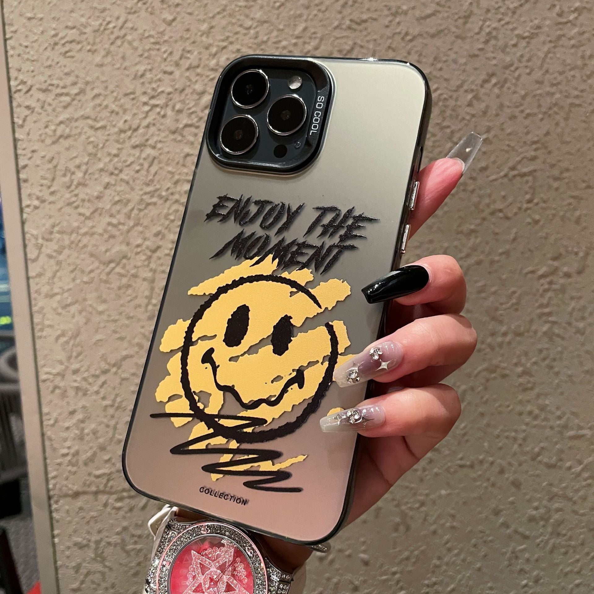Business case for Apple 15PROMAX cartoon hard case IMD color silver anti-drop iPhone 13 mobile phone case iPhone 16