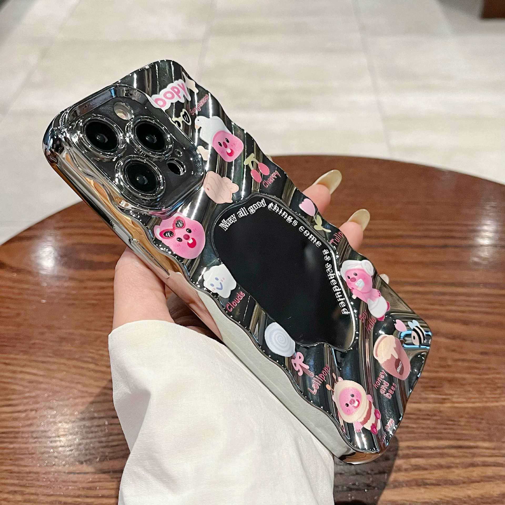 Wave mirror for iphone16 electroplated mobile phone case xr cute beaver apple 13 all-inclusive tpu protective case 7