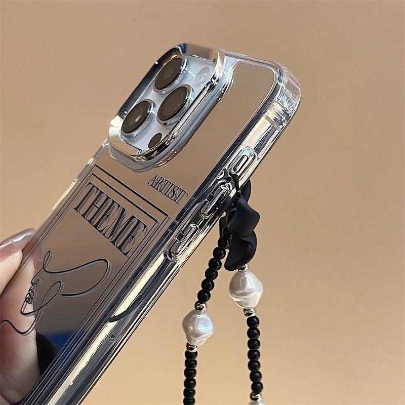 Stylish high-end Apple 16Promax niche mobile phone case iphone15 mobile phone chain 12 three-in-one mirror case iphone14Pro mobile phone case wholesale