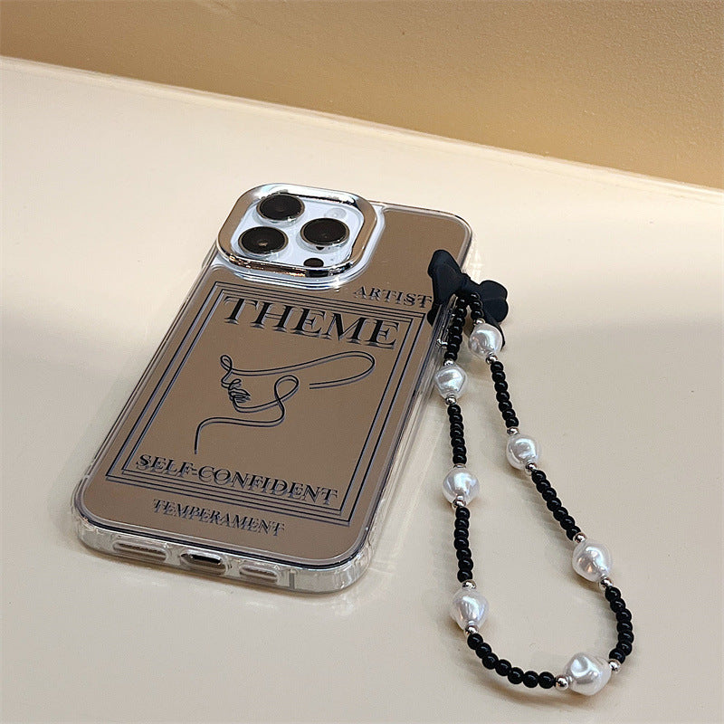 Stylish high-end Apple 16Promax niche mobile phone case iphone15 mobile phone chain 12 three-in-one mirror case iphone14Pro mobile phone case wholesale