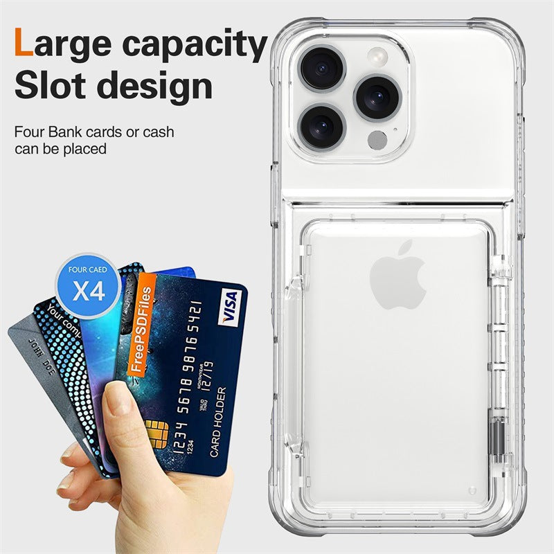 Applicable to Apple 16 transparent mobile phone case 13ProMax set, beer flip card iPhone14 premium protective case 5