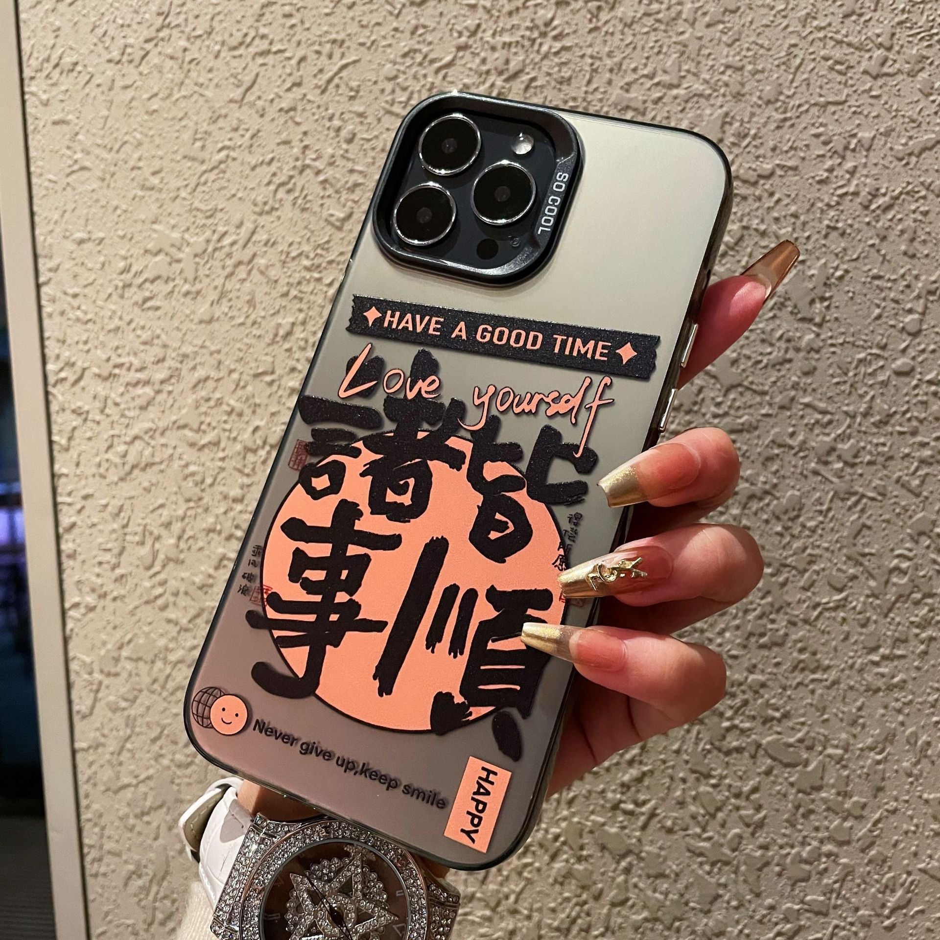 Business case for Apple 15PROMAX cartoon hard case IMD color silver anti-drop iPhone 13 mobile phone case iPhone 16
