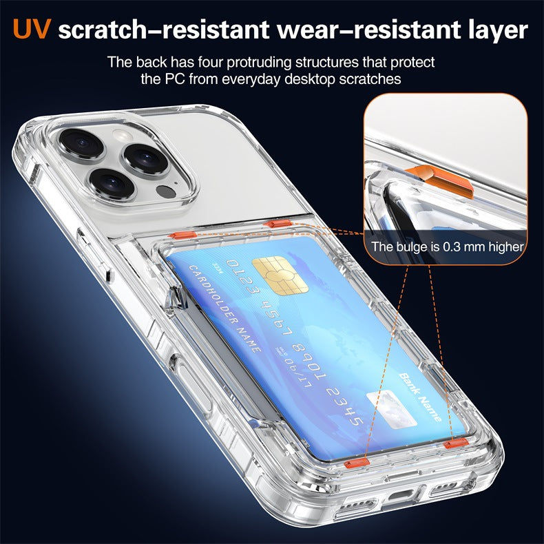 Applicable to Apple 16 transparent mobile phone case 13ProMax set, beer flip card iPhone14 premium protective case 5