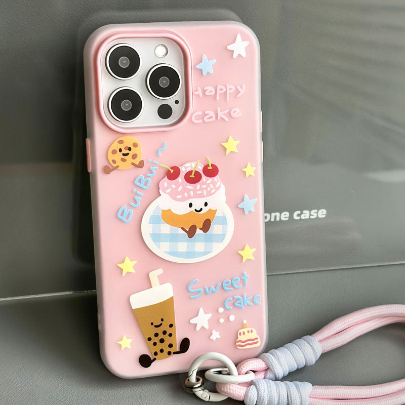 Comfort Apple 16 mobile phone case iPhone14promax skin feeling jelly iPhone15pro for 12 cartoons 11 hand straps