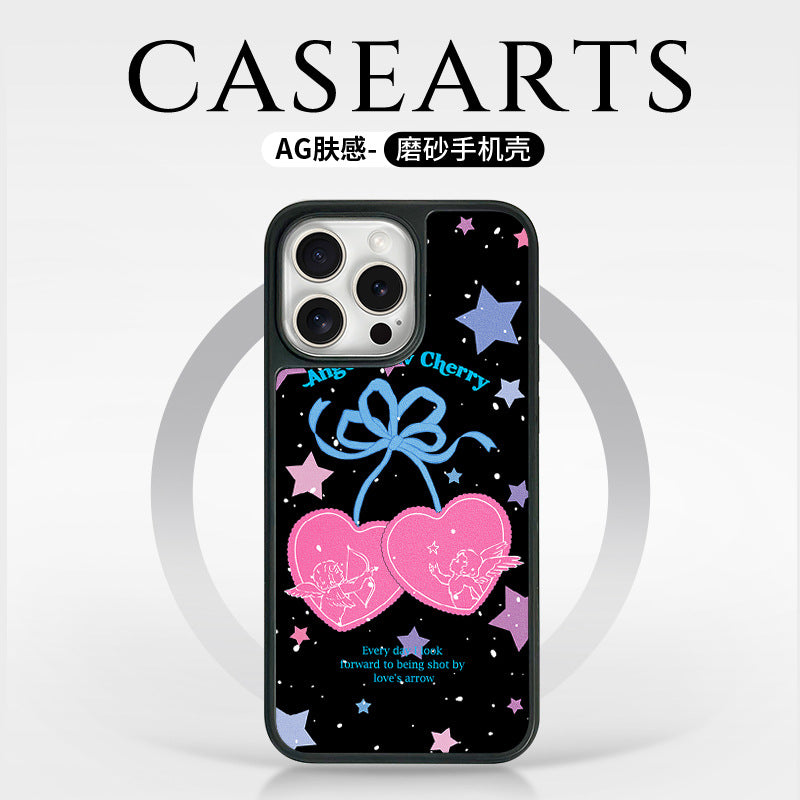 Applicable to iPhone16 mobile phone case Magnetic suction AG matte carbon fiber pattern iPhone15iPhone14Pro Applicable to iPhone13 Cherry iPhone12 Women