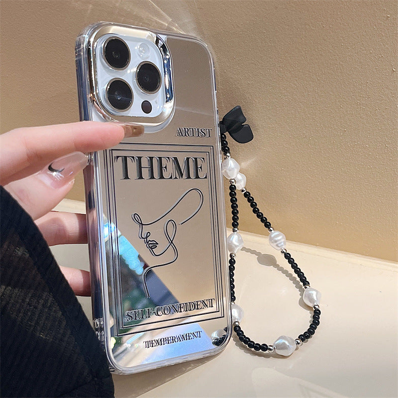 Stylish high-end Apple 16Promax niche mobile phone case iphone15 mobile phone chain 12 three-in-one mirror case iphone14Pro mobile phone case wholesale