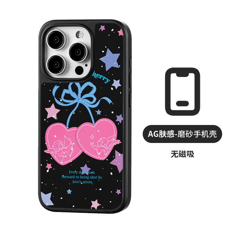 Applicable to iPhone16 mobile phone case Magnetic suction AG matte carbon fiber pattern iPhone15iPhone14Pro Applicable to iPhone13 Cherry iPhone12 Women