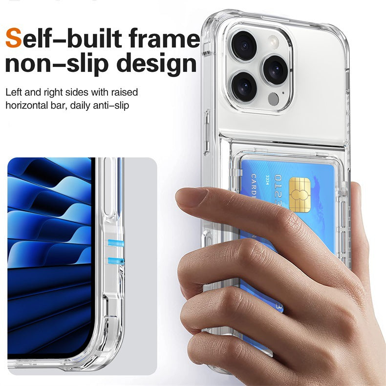 Applicable to Apple 16 transparent mobile phone case 13ProMax set, beer flip card iPhone14 premium protective case 5