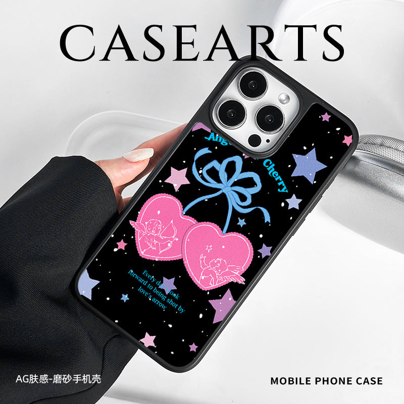 Applicable to iPhone16 mobile phone case Magnetic suction AG matte carbon fiber pattern iPhone15iPhone14Pro Applicable to iPhone13 Cherry iPhone12 Women