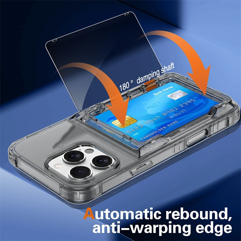 Applicable to Apple 16 transparent mobile phone case 13ProMax set, beer flip card iPhone14 premium protective case 5