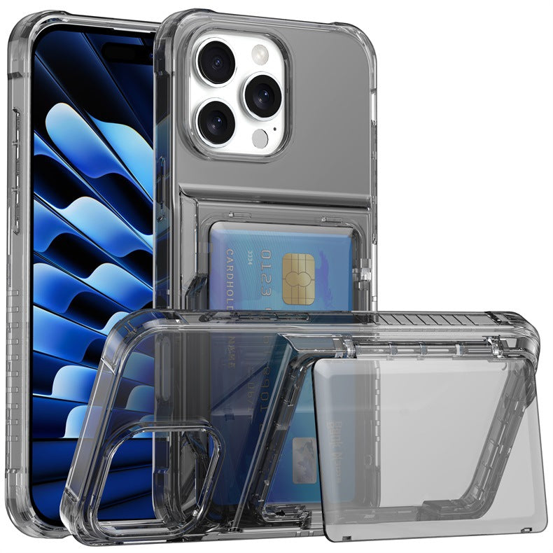 Applicable to Apple 16 transparent mobile phone case 13ProMax set, beer flip card iPhone14 premium protective case 5